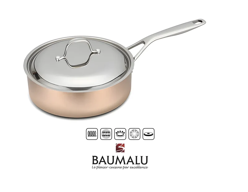 Mezza casseruola rame inox B'chef induzione 24 cm con coperchio