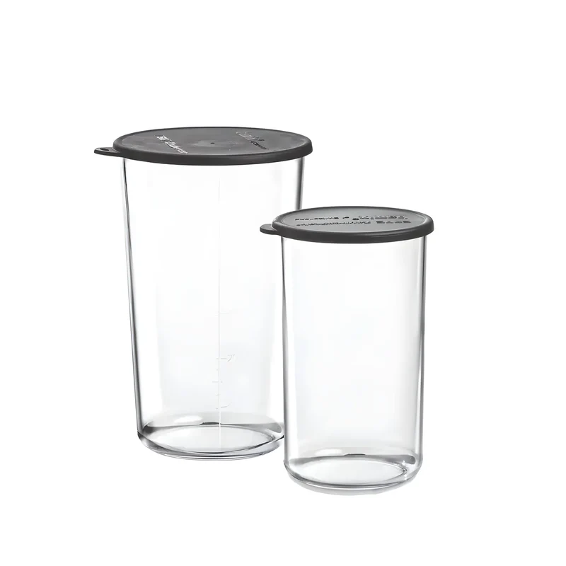 Bamix set di due bicchieri in vetro graduati 400 e 700 ml c/cope