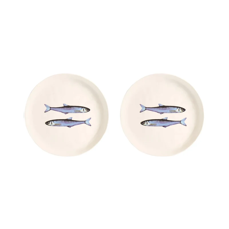 SET 2 Piatti Dessert in Gres Bianco - Sardine