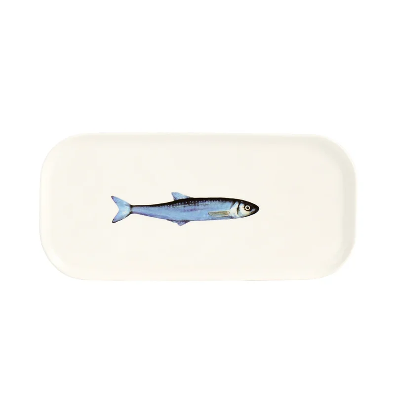 Piatto lungo rettangolare Sardina - Porcellana Bianco