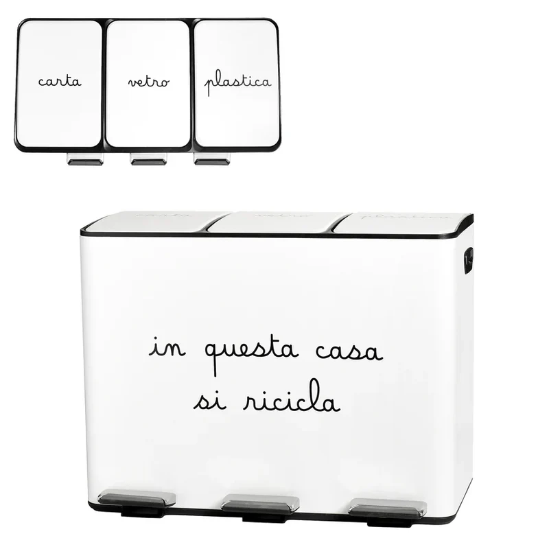 Pattumiera "In questa casa si ricicla bene" - Bianco
