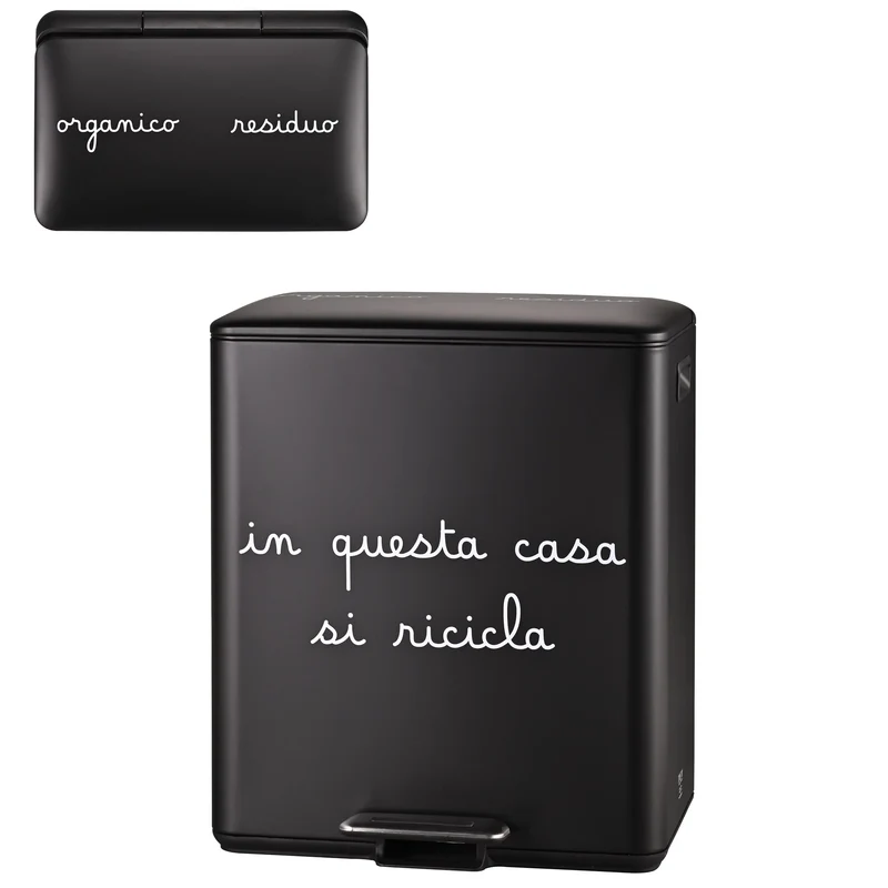 Pattumiera "In questa casa si ricicla" - Nero