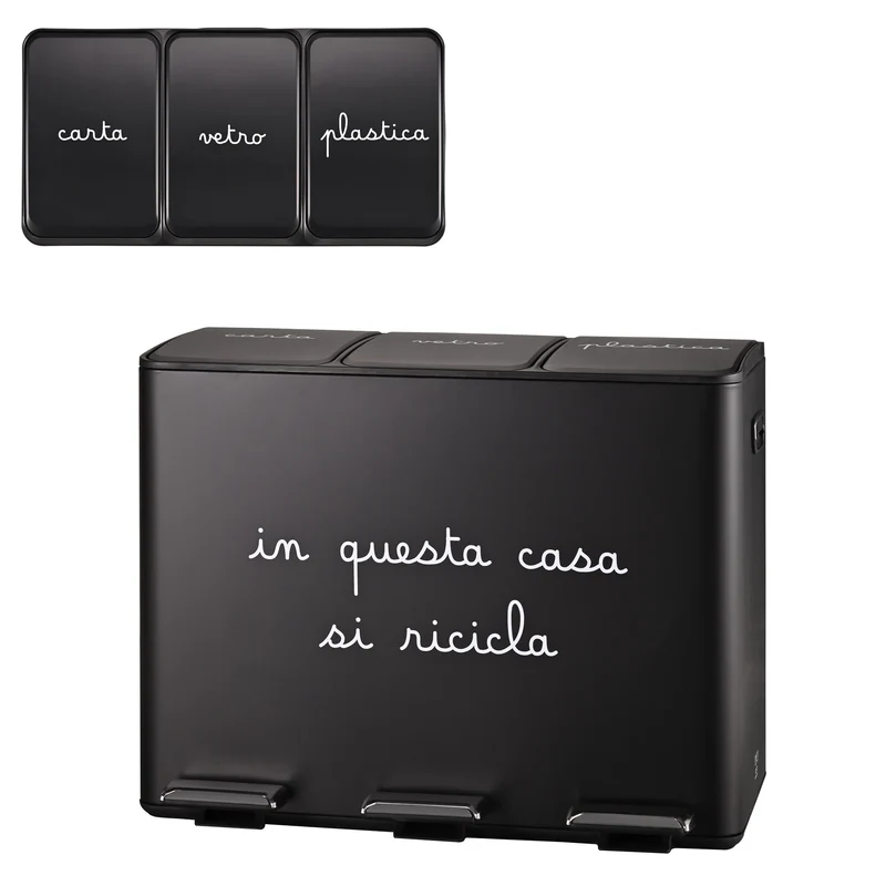 Pattumiera "In questa casa si ricicla" - Nero