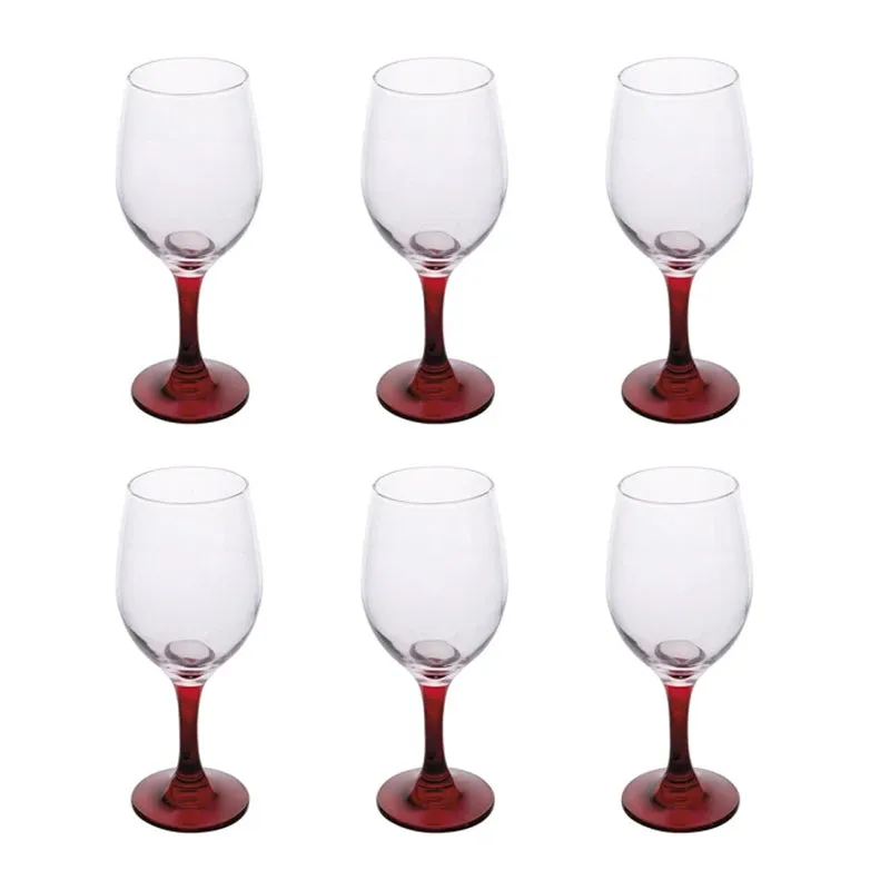 Calci Vino Malaga 6 Pezzi 435ml Stelo Rosso