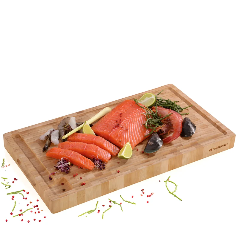 Zassenhaus Tagliere massello di bambù rettangolare con scanalatura cm54x30x4
