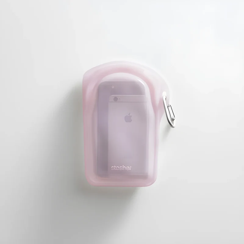Stasher contenitore da viaggio ermetico Go Bag silicone moschettone rosa