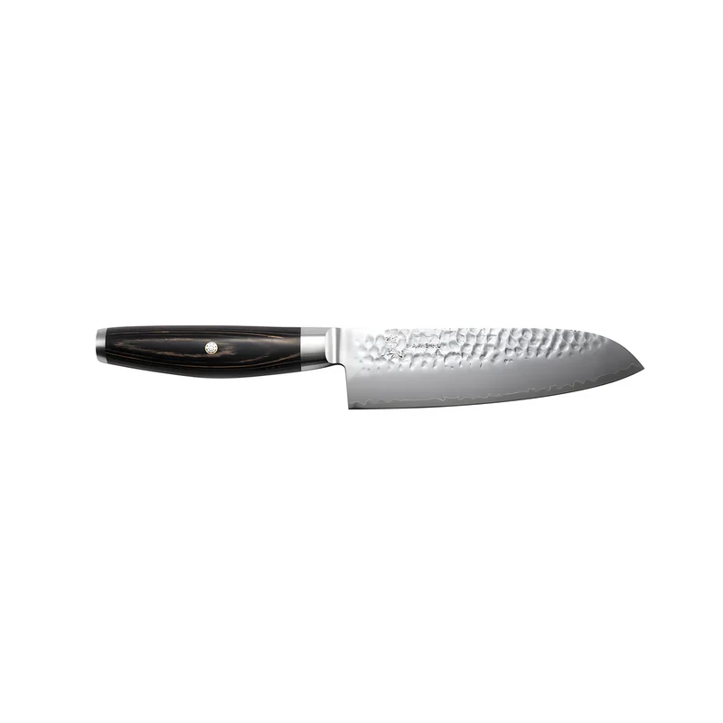 Yaxell KETU Coltello Santoku Lama 16,5 cm – Acciaio SG2 63 HRC, Lama Damascata