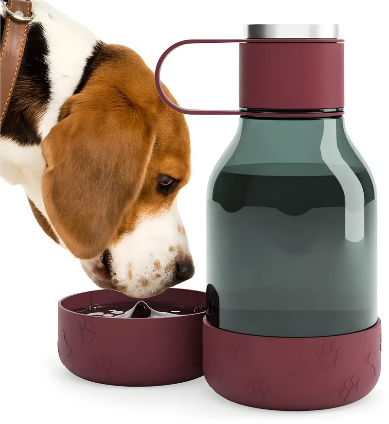 Asobu bottiglia con ciotola per animali bordeaux L 1,5 in Tritan