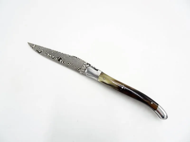 Laguiole en Aubrac coltello collezione punta di corno damascato