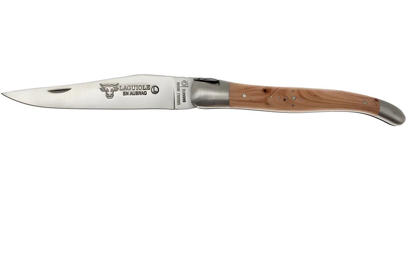 Laguiole en Aubrac coltello impugnatura Ginepro inox satinato