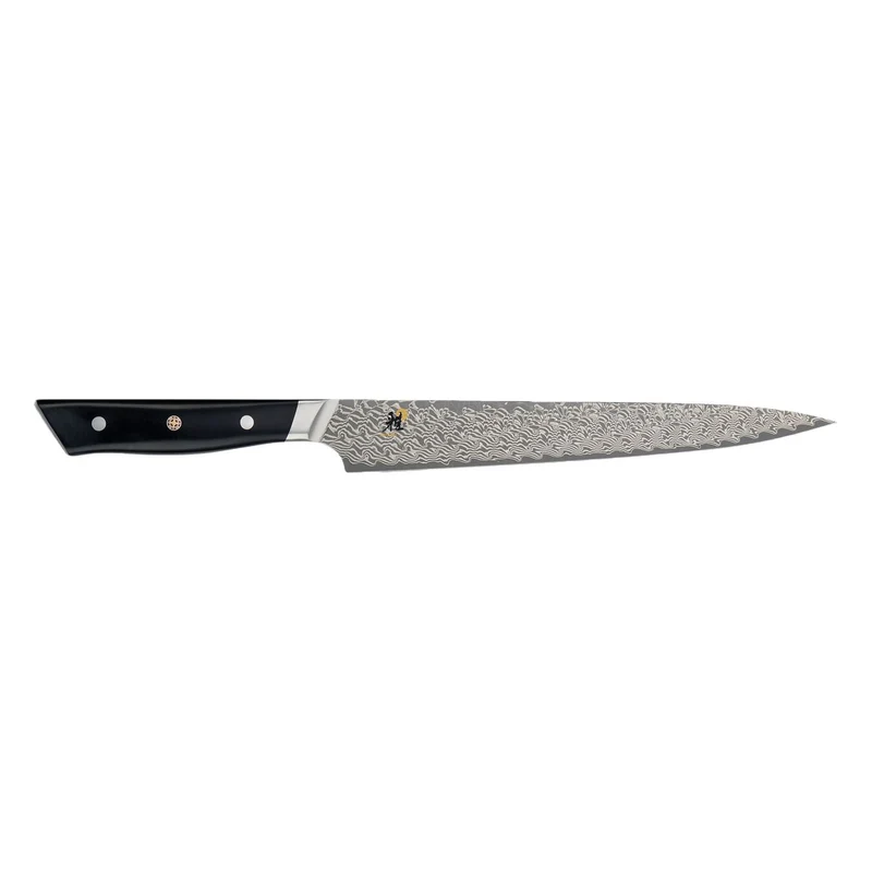 Miyabi 800 DP Hibana coltello damascato "Sujihiki" coltello giapponese per sfilettare, affettare carne e pesce senza osso, sushi e sashimi. Lama damascata 49 strati, FC61. 24 cm