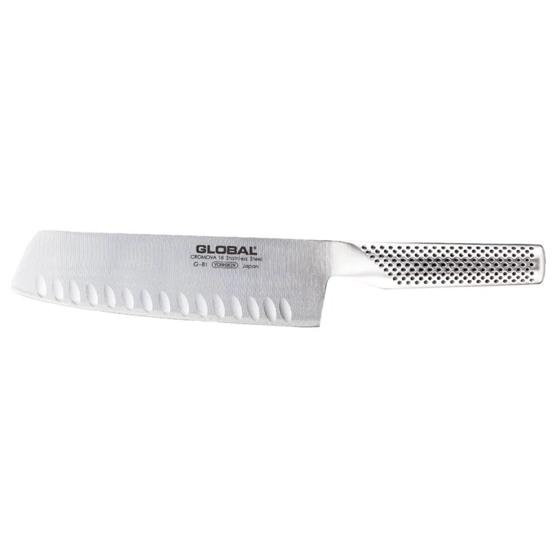 Coltello cucina Nakiri x verdure lama alveolata cm18 Global G-81