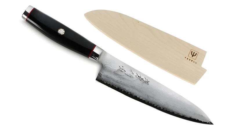 Yaxell Super GOU Ypsilon Coltello da Cuoco Lama 20 cm – Acciaio SG2 63 HRC, 193 Strati Damasco, con Custodia in Legno