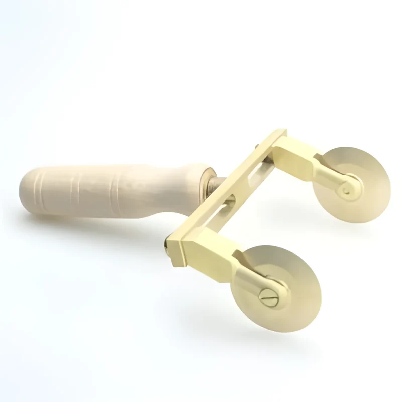 Doppia rotella extra large con manico legno liscia