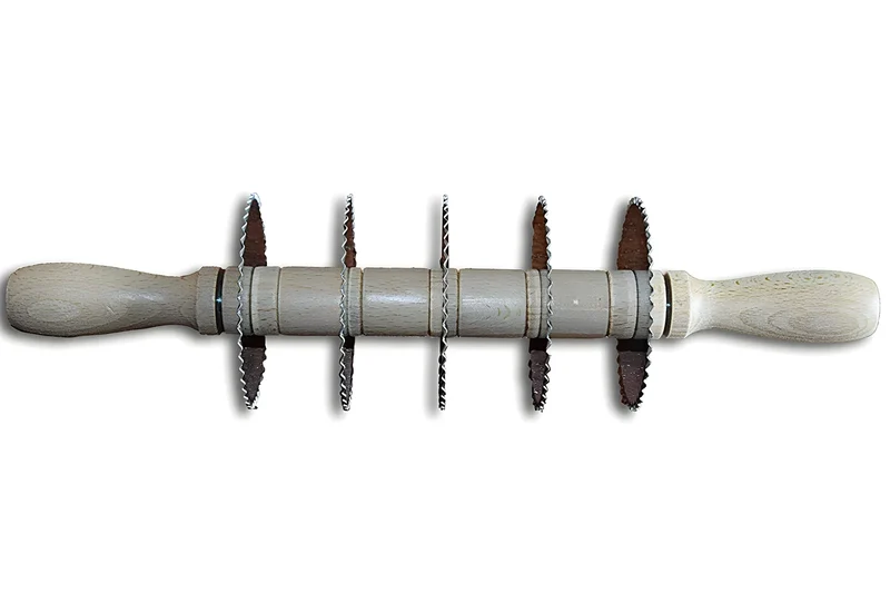 Mattarello taglia pasta 5 lame in acciaio inox regolabili dentate 003