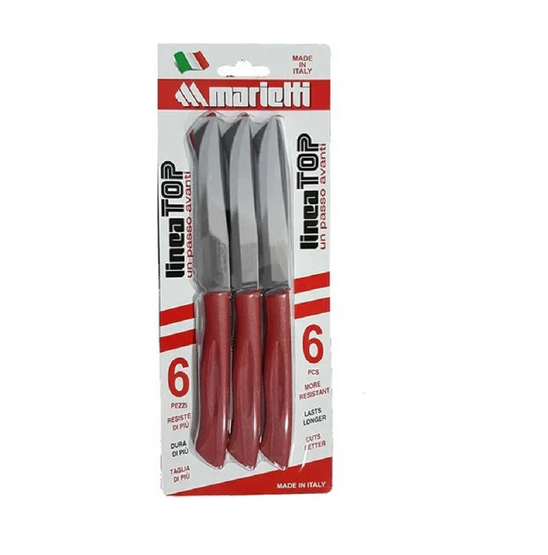 Coltello Da Bistecca In Acciaio Top Set 6 Pz Rosso