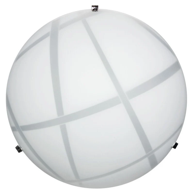 Plafoniera in vetro lastra bianco ganci cromati diam. 40xh.11 cm