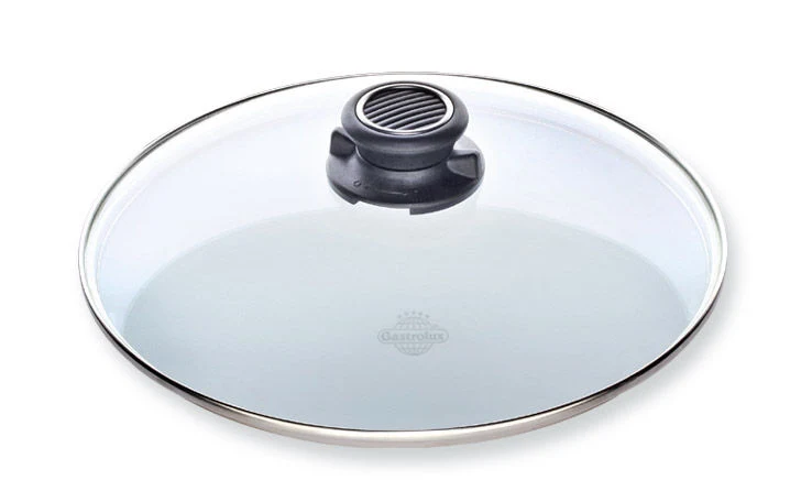 Coperchio in vetro 26 cm con anello in acciaio inox