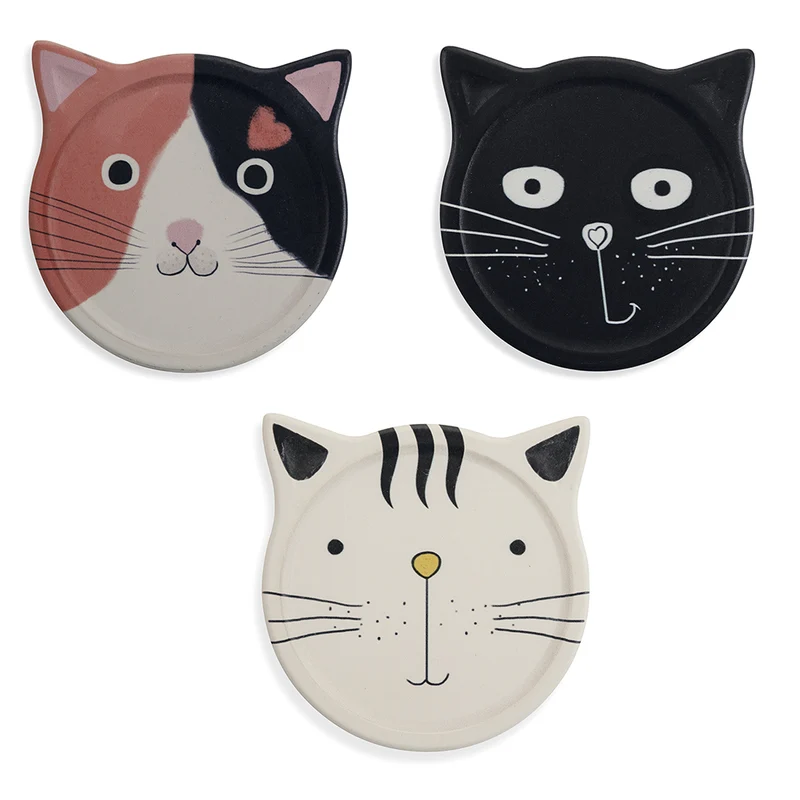 Set 3 Sottobicchieri Ø10,5 cm in Ceramica VdE Tivoli 1996 Gatto