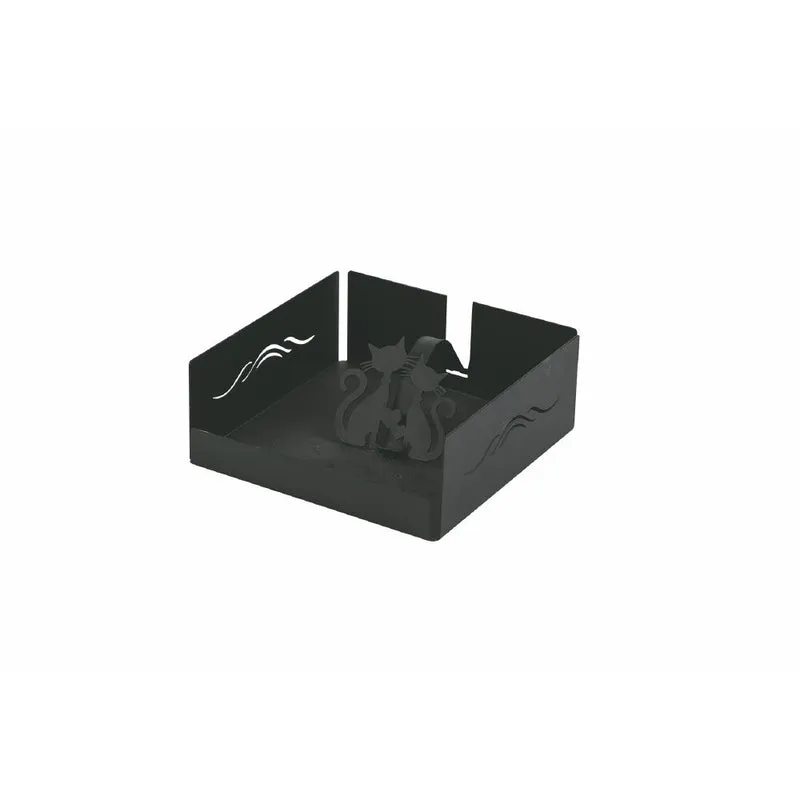 Porta Salviette 17x17x6,5 cm in Acciaio VdE Tivoli 1996 Black Cat