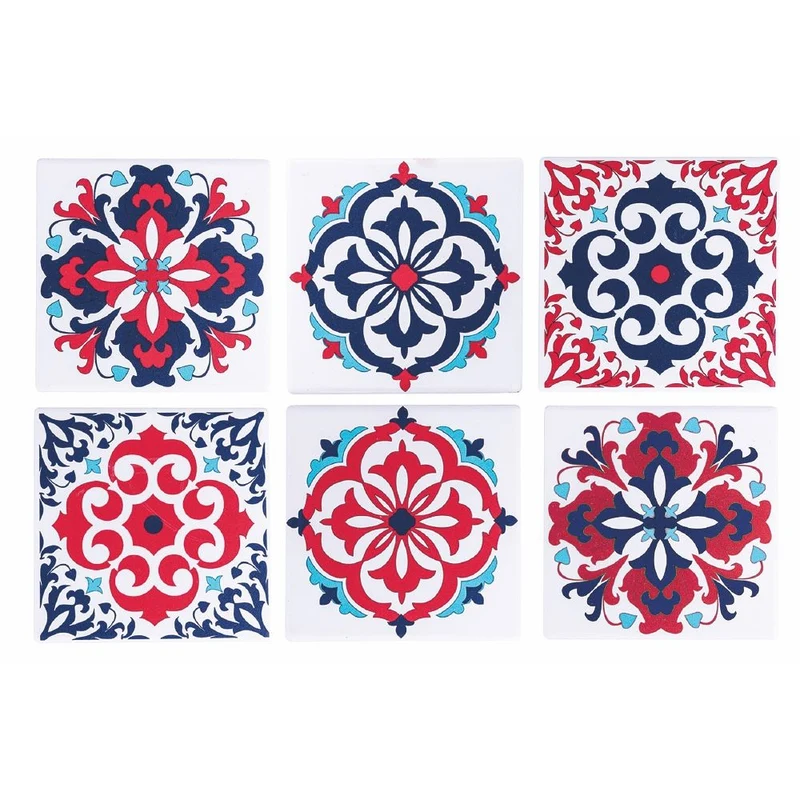 Set 6 Sottobicchieri 10x10x1 cm in Ceramica VdE Tivoli 1996 Barrio