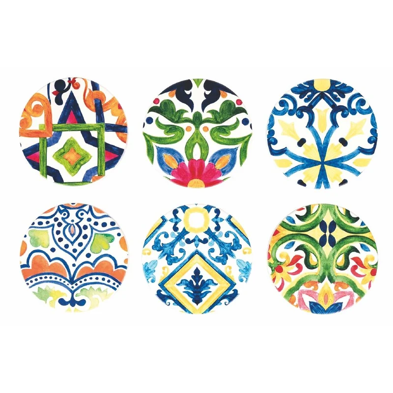 Set 6 Sottobicchieri Ø10x0,5 cm in Ceramica VdE Tivoli 1996 Naxos