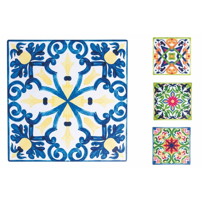 Set 4 Sottobicchieri 10x10x0,5 cm in Ceramica VdE Tivoli 1996 Naxos