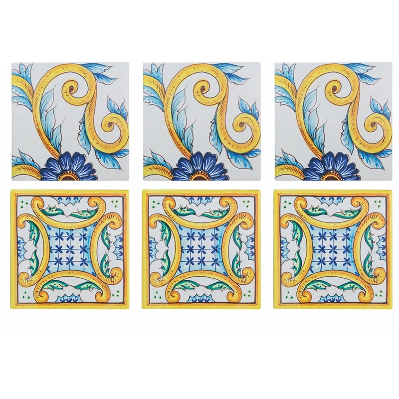 Set 6 Sottobicchieri 10x10x1 cm in Ceramica VdE Tivoli 1996 Le Riggiole