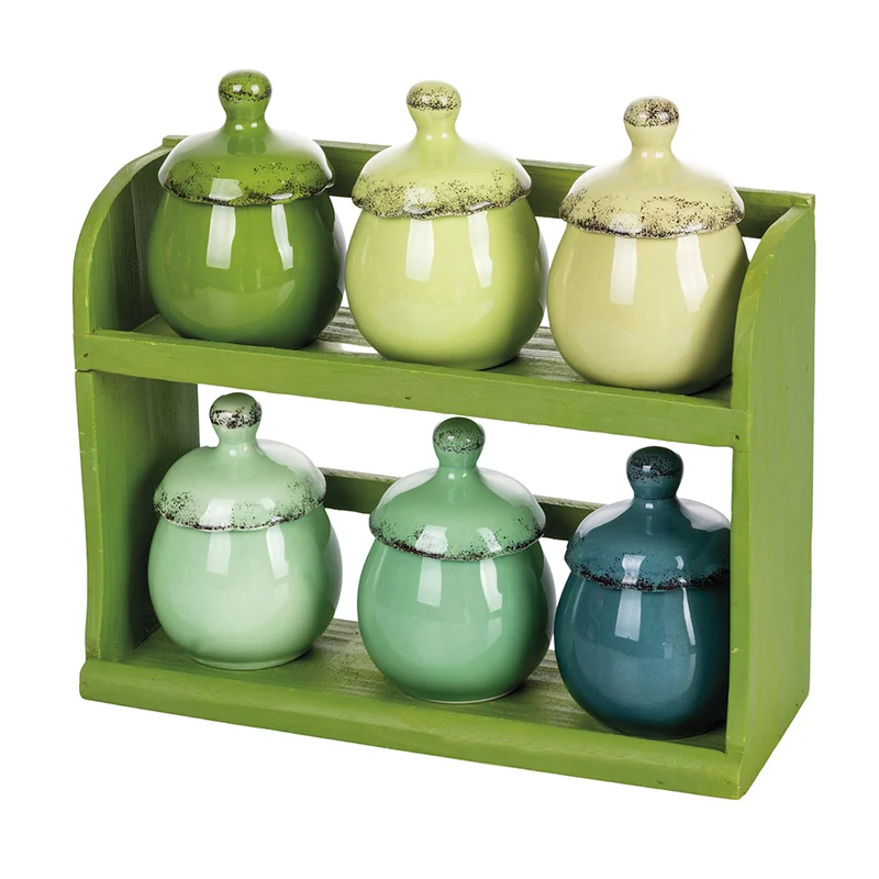 Set 6 Barattolini con Stand Ø7,5x11 cm 90 ml in Ceramica VdE Tivoli 1996 Shades