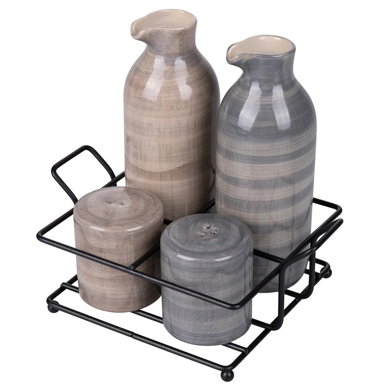 Menage Set Olio Aceto Sale e Pepe 350 ml in Gres VdE Tivoli 1996 Shades Stones