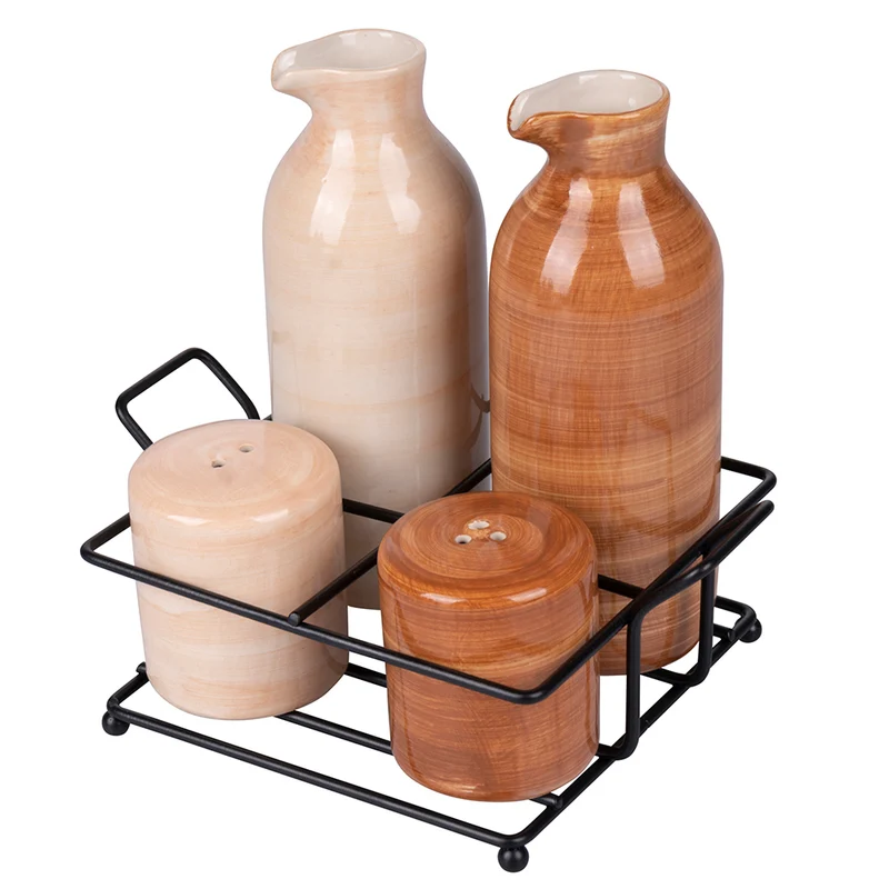 Menage Set Olio Aceto Sale e Pepe 350 ml in Gres VdE Tivoli 1996 Shades Chocolate