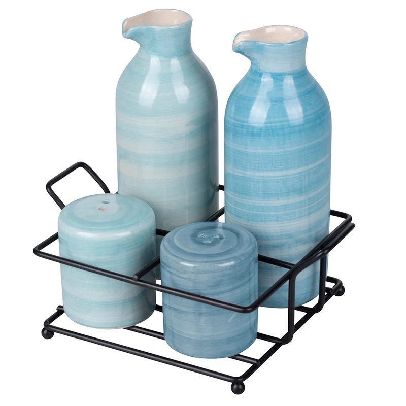 Menage Set Olio Aceto Sale e Pepe 350 ml in Gres VdE Tivoli 1996 Shades Ocean