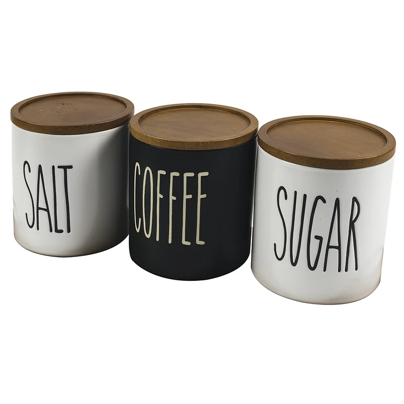 Set 3 Barattoli Sale Zucchero e Caffè Ø8,5x9 cm 300 ml in Gres VdE Tivoli 1996 Urban Kit