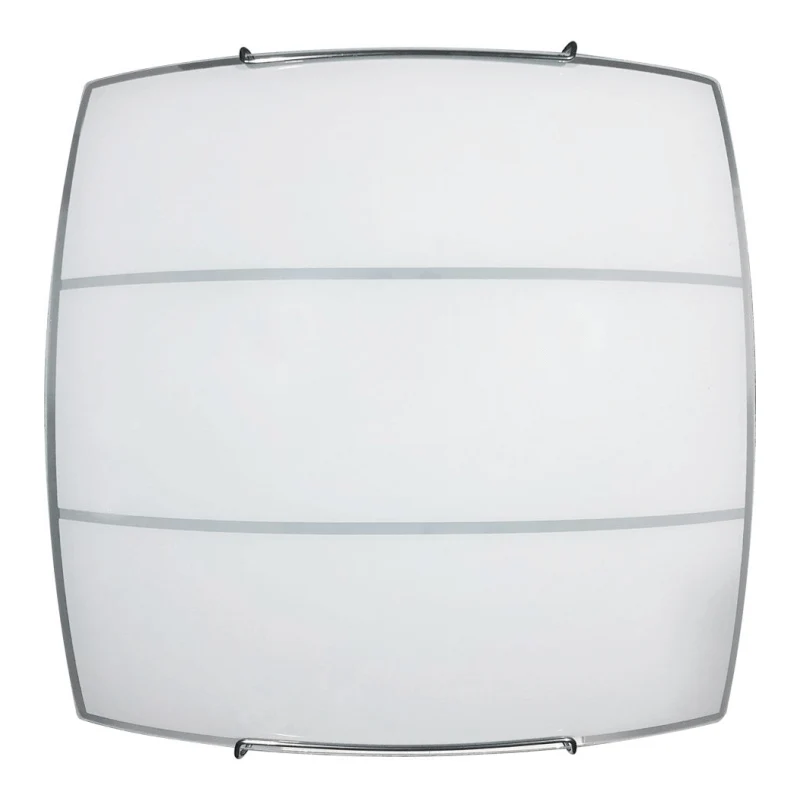 Plafoniera 1xE27 Ganci Cromo Vetro Lastra Serigrafato Bi 2 Righe E-Energy Luce