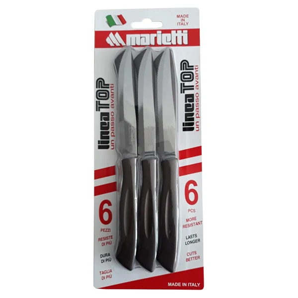 Coltellio Da Bistecca Top Acciaio 6 Pezzi Marrone