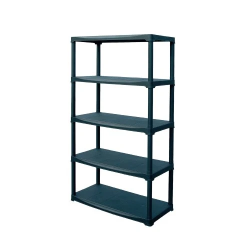 Scaffale In Resina 5 Ripiani Nero 90x40x175 Cm