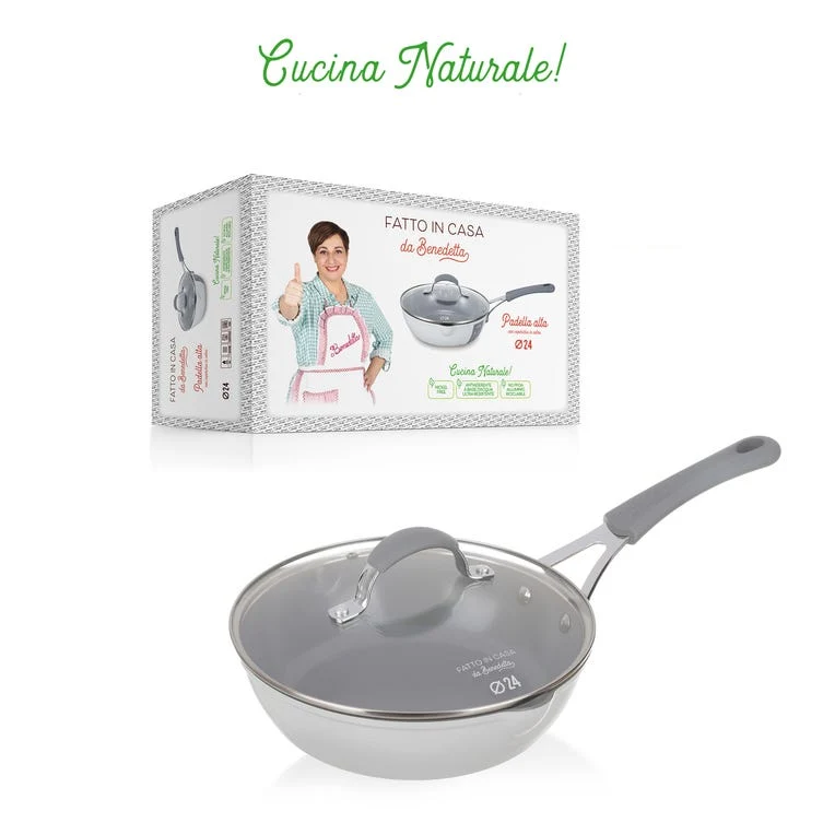 Padella alta 24 cm con coperchio