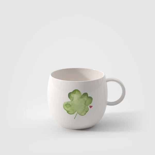 Good luck, Tazza con manico bianca, 290 ml, Premium Porcelain