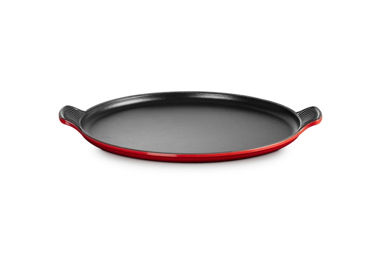 Grill rotondo extra large in ghisa vetrificata 32 cm, color ciliegia