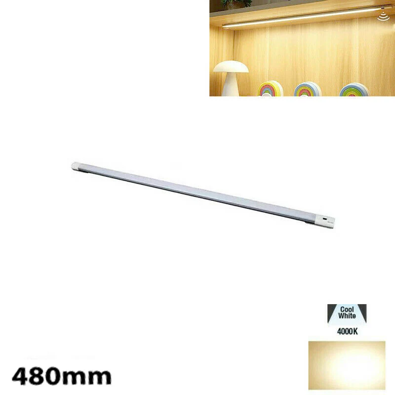 BARRA LED CUCINA ARMADIO LUCE NATURALE SENSORE MOVIMENTO MANO RICARICABILE 48CM