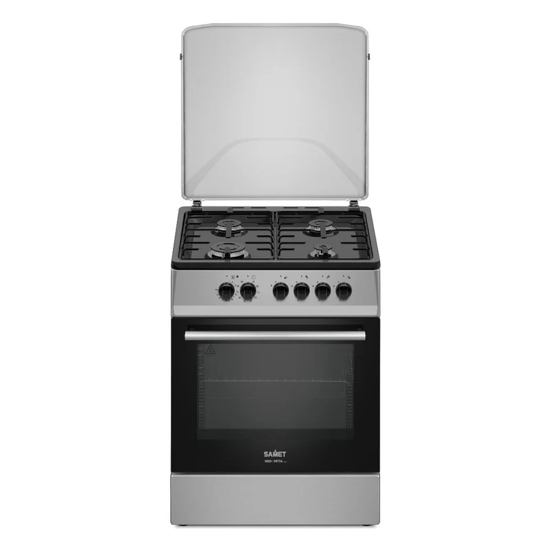 Cucina a gas Tremiti 60x60 con forno multifunzione e grill elettrico 70 litri silver e top nero classe A Samet Indomita Line