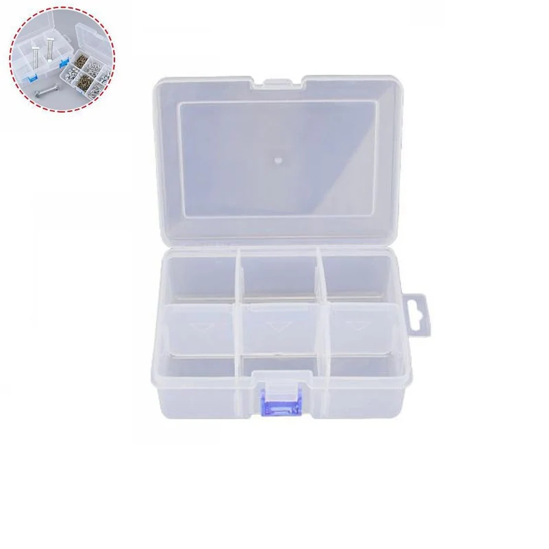 SCATOLA PLASTICA CONTENITORE GIOIELLI PERLINE UTENSILI VITI VARI SCOMPARTI 68517