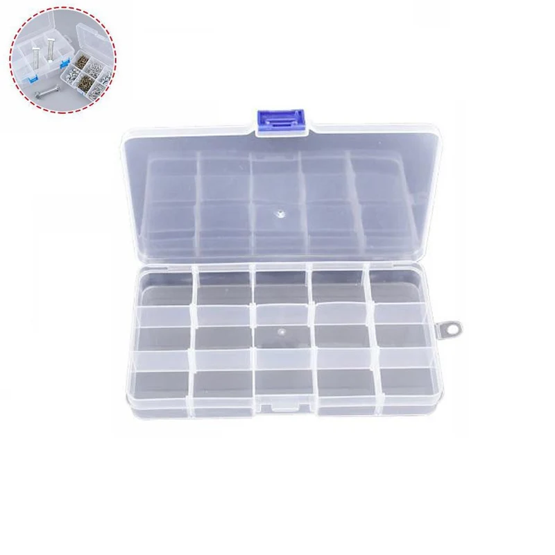 SCATOLA PLASTICA CONTENITORE GIOIELLI PERLINE UTENSILI VITI VARI SCOMPARTI 68516