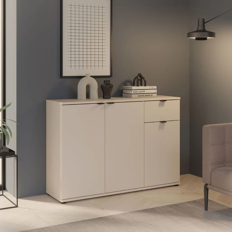 Mobile multiuso Segno con tre ante e 1 cassetto L 120 cm colore cashmere