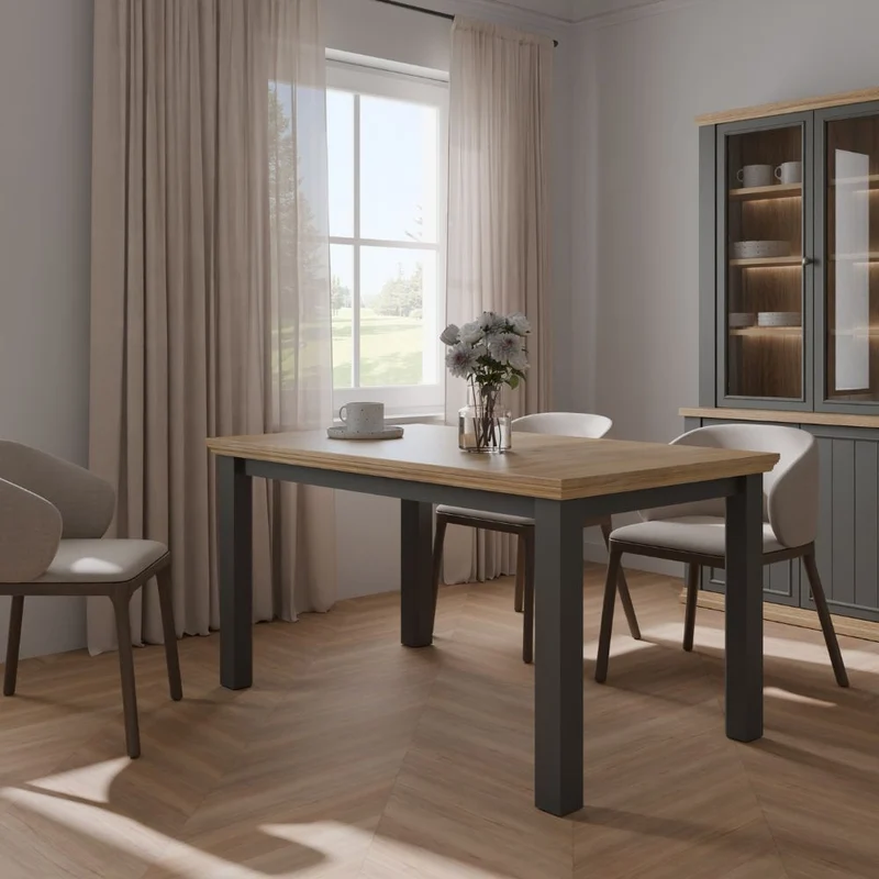 Tavolo allungabile Essenza con piano rovere e struttura grigio scuro
