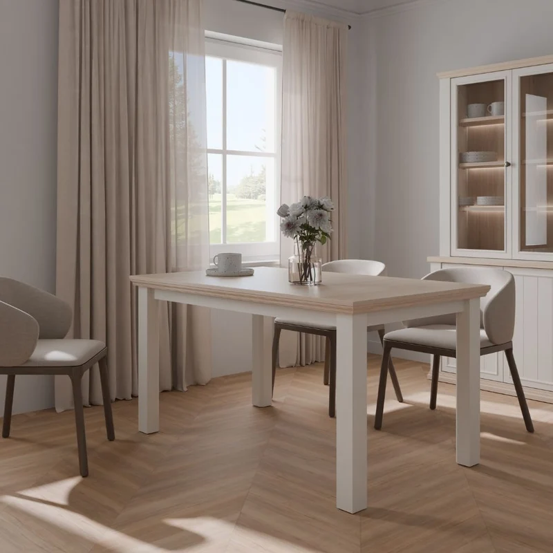 Tavolo allungabile Essenza con piano rovere e struttura bianca