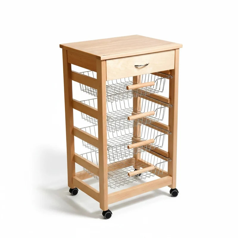 Carrello Vesuvio con cassetto senza base con piano in legno rovere