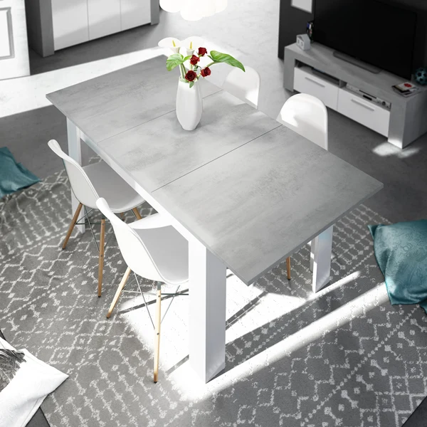 Tavolo estensibile 90x140/190 cemento bianco