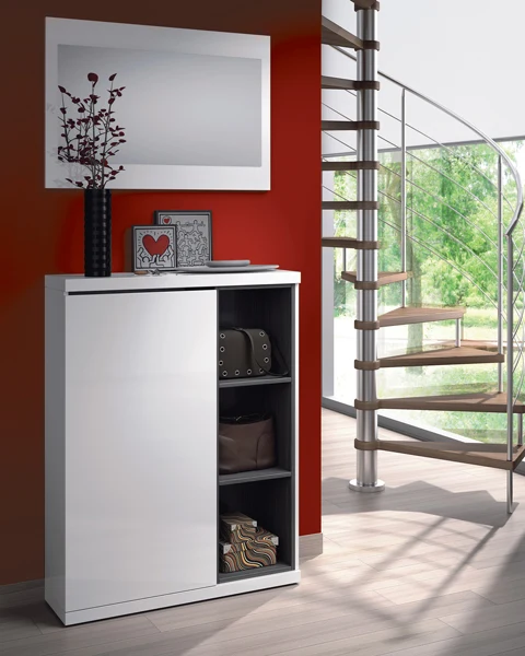 Mobile ingresso con specchio bianco cm.79x25x108h
