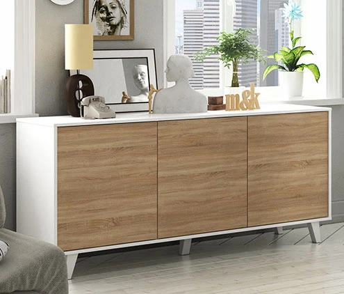 Mobile credenza 3 ante 154x41x75h bianco lucido canadian